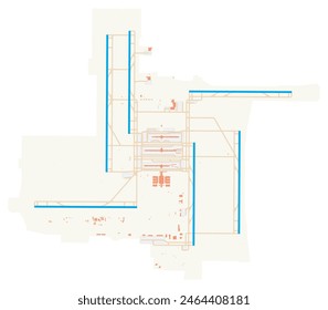 Map of Denver International Airport (United States of America). IATA-code: DEN. Airport diagram with runways, taxiways, apron, parking areas and buildings. Map Data from OpenStreetMap.