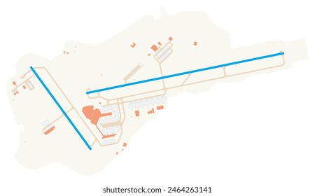 Map of Deputado Luis Eduardo Magalhaes International Airport (Brazil). IATA-code: SSA. Airport diagram with runways, taxiways, apron, parking areas and buildings. Map Data from OpenStreetMap.