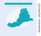 Map of Derry and Strabane Northern Ireland United Kingdom region outline silhouette graphic element Illustration template design