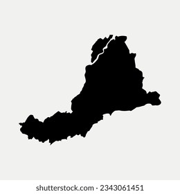 Mapa de Derry y Strabane - Irlanda del Norte - Reino Unido de Gran Bretaña e Irlanda del Norte: silueta de esquema elemento gráfico Ilustración de diseño
