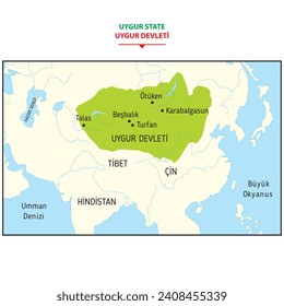 map describing the borders of the Uyghur state