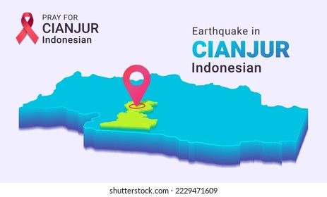 Map design of cianjur district indonesia earthquake in cianjur 5.6 magnitude. Pray for Cianjur Indonesia. Indonesian infographic