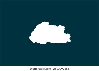 Map design concept of white color isolated on peacock blue background of Country Bhutan - Vector illustration