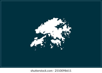 Map design concept of white color isolated on peacock blue background of Country Hong Kong - Vector illustration