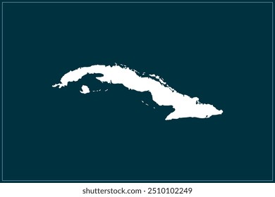 Map design concept of white color isolated on peacock blue background of Country Cuba - Vector illustration