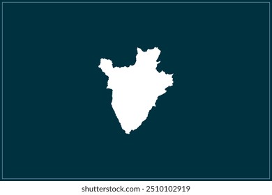 Concepto de diseño de mapa de color blanco aislado sobre fondo azul pavo real de Country Burundi - Ilustración vectorial