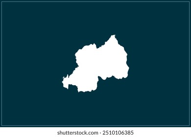 Map design concept of white color isolated on peacock blue background of Country Rwanda - Vector illustration
