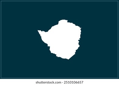 Map design concept of white color isolated on peacock blue background of Country Zimbabwe - Vector illustration