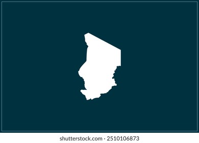 Concepto de diseño de mapa de color blanco aislado sobre fondo azul pavo real de Country Chad - Ilustración vectorial