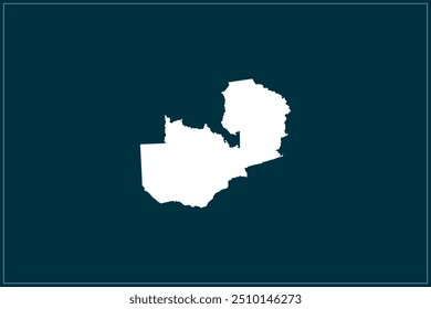Map design concept of white color isolated on peacock blue background of Country Zambia - Vector illustration