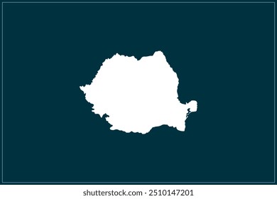 Map design concept of white color isolated on peacock blue background of Country Romania - Vector illustration