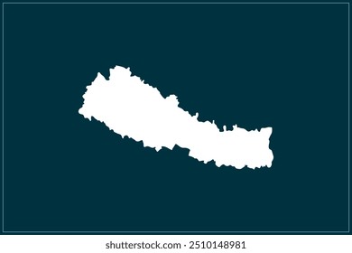 Map design concept of white color isolated on peacock blue background of Country Nepal - Vector illustration
