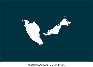 Map design concept of white color isolated on peacock blue background of Country Malaysia - Vector illustration