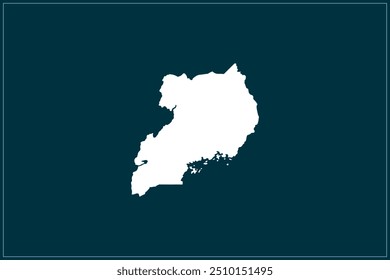 Map design concept of white color isolated on peacock blue background of Country Uganda - Vector illustration