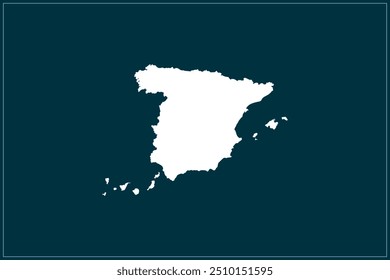 Concepto de diseño de mapa de color blanco aislado sobre fondo azul pavo real de Country España - Ilustración vectorial