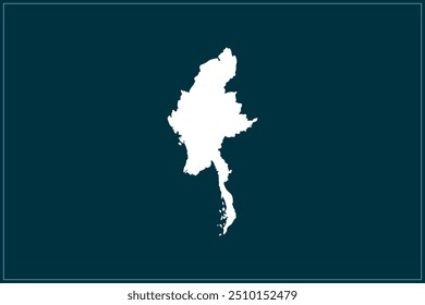 Projeto de mapa de cor branca isolado no fundo azul pavão do País Myanmar - ilustração vetorial