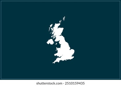 Map design concept of white color isolated on peacock blue background of Country United Kingdom - Vector illustration