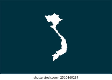 Map design concept of white color isolated on peacock blue background of Country Vietnam - Vector illustration