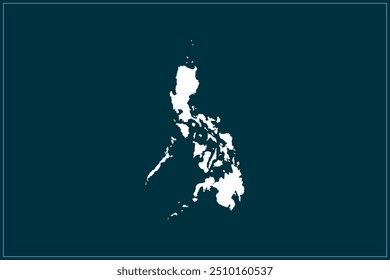 Map design concept of white color isolated on peacock blue background of Country Philippines - Vector illustration