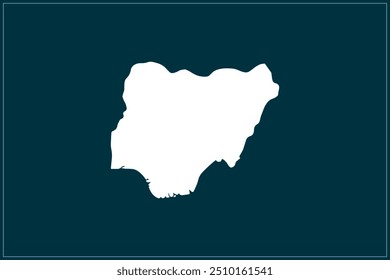 Map design concept of white color isolated on peacock blue background of Country Nigeria - Vector illustration