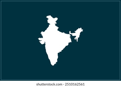 Map design concept of white color isolated on peacock blue background of Country India - Vector illustration