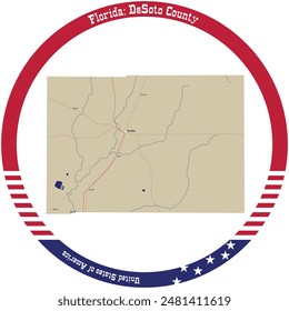 Map of DeSoto County in Florida, USA arranged in a circle.