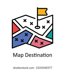 Map Destination Filled Outline Icon Design illustration. Map and Navigation Symbol on White background EPS 10 File