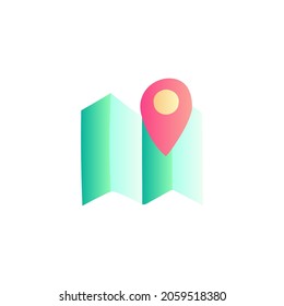 Map destination  icon in gradient color style