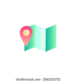 Icono de destino de mapa en el estilo de color degradado