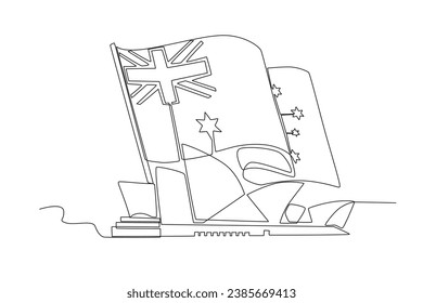 A map and destinations of Australia. Australia day one-line drawing