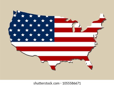 Map detail of the USA with American flag. EPS 10 Vector file