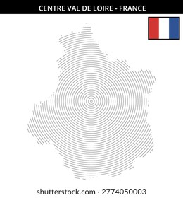 Map detailing the outline of Centre Val de Loire France