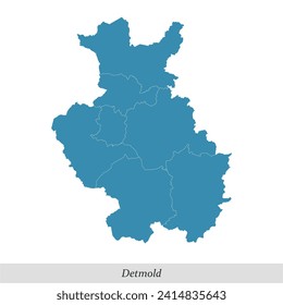 map of Detmold is a region in North Rhine-Westphalia state of Germany with borders municipalities