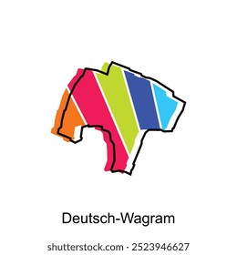 Karte von Deutsch Wagram City flaches Element Design mit Umriss, Vektor auf weißem Hintergrund