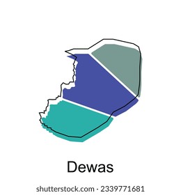 map of Dewas design template with outline graphic sketch style isolated on white background