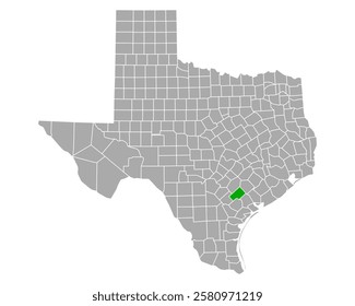 Map of DeWitt in Texas on white