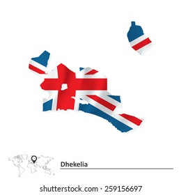 Mapa de Dhekelia con bandera - ilustración vectorial
