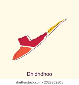 Map of Dhidhdhoo geometric colorful with outline modern icon, vector illustration design template