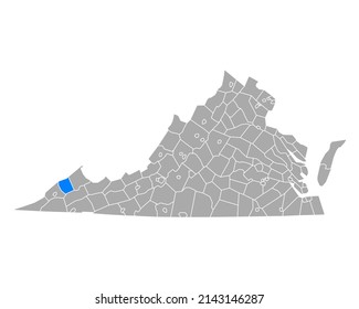 Mapa de Dickenson en Virginia en blanco