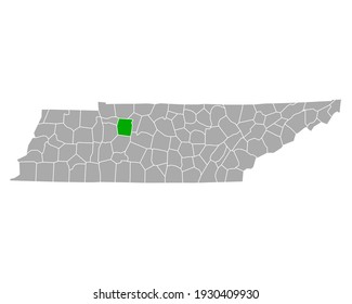 Mapa de Dickson en Tennessee sobre blanco