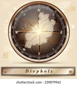 Map of Diepholz with borders in bronze