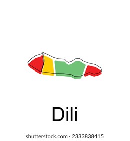 Map of Dili vector design template, national borders and important cities illustration