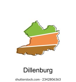 Map of Dillenburg colorful geometric outline design, World map country vector illustration template