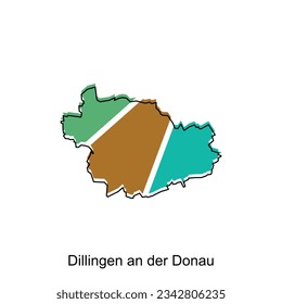 Map of Dillingen An Der Donau colorful geometric outline design, World map country vector illustration template