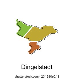Map of Dingelstadt colorful geometric outline design, World map country vector illustration template