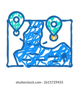 map direction doodle icon sketch vector. map direction sign. isolated symbol illustration