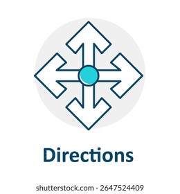 Map Direction Icon, GPS Wayfinding Symbol, Travel Path Arrows, Navigation Pointer, Road Map Direction, Compass Direction Icon
