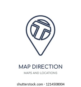 Map Direction icon. Map Direction linear symbol design from Maps and locations collection. Simple outline element vector illustration on white background.
