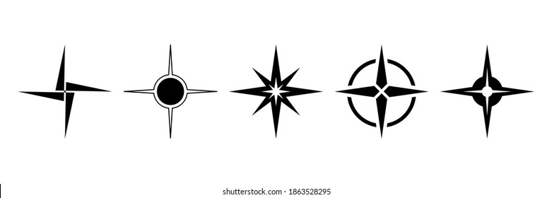 Map direction icon. North arrows vector set.