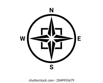 Map direction symbol. North sign. Black compass.